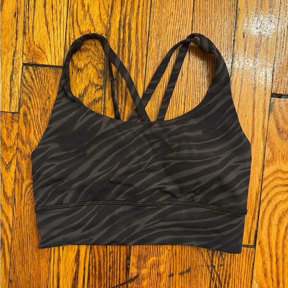 lululemon athletica energy long line Black Zebra Pattern Sports Bra